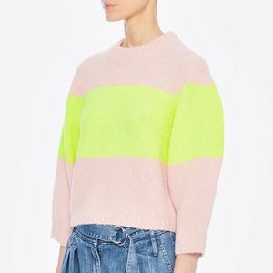 Tibi Cozette Alpaca Stripe Cropped Pullover XS